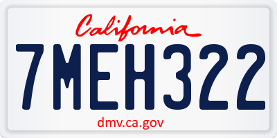 CA license plate 7MEH322