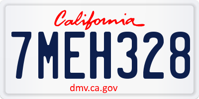 CA license plate 7MEH328