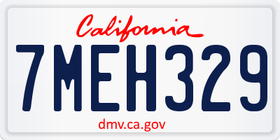 CA license plate 7MEH329