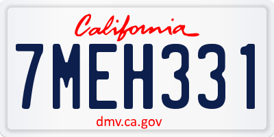 CA license plate 7MEH331