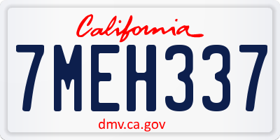 CA license plate 7MEH337