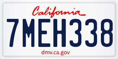 CA license plate 7MEH338