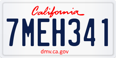 CA license plate 7MEH341