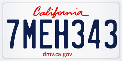 CA license plate 7MEH343