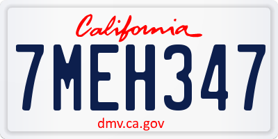 CA license plate 7MEH347