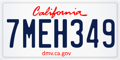 CA license plate 7MEH349