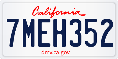 CA license plate 7MEH352