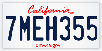 CA license plate 7MEH355