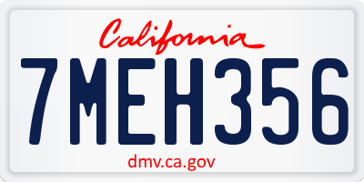 CA license plate 7MEH356