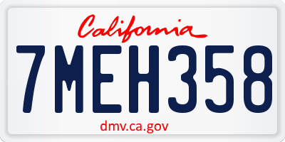 CA license plate 7MEH358