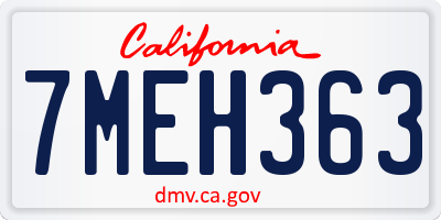 CA license plate 7MEH363