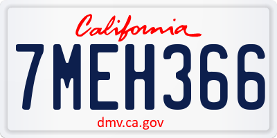 CA license plate 7MEH366