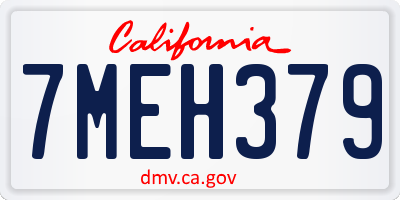 CA license plate 7MEH379