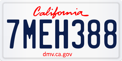 CA license plate 7MEH388