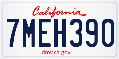 CA license plate 7MEH390