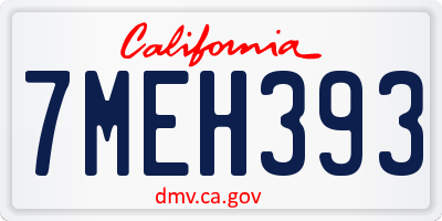 CA license plate 7MEH393
