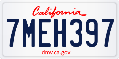 CA license plate 7MEH397