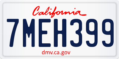 CA license plate 7MEH399