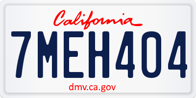 CA license plate 7MEH404