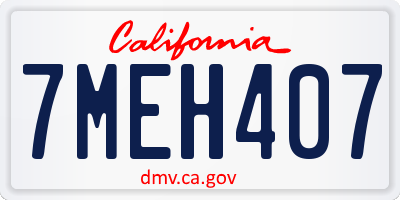 CA license plate 7MEH407