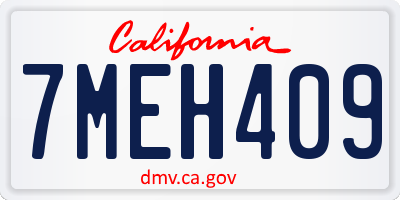 CA license plate 7MEH409