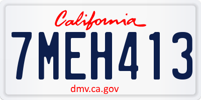 CA license plate 7MEH413