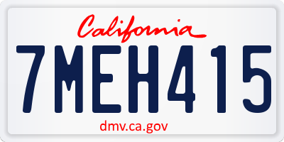 CA license plate 7MEH415