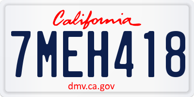 CA license plate 7MEH418