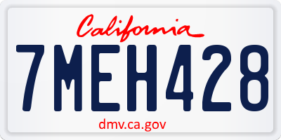 CA license plate 7MEH428
