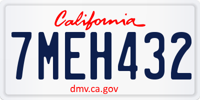 CA license plate 7MEH432