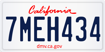 CA license plate 7MEH434