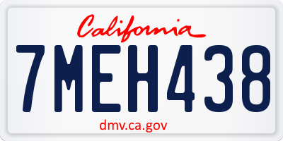 CA license plate 7MEH438