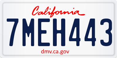 CA license plate 7MEH443