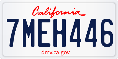CA license plate 7MEH446