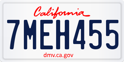 CA license plate 7MEH455
