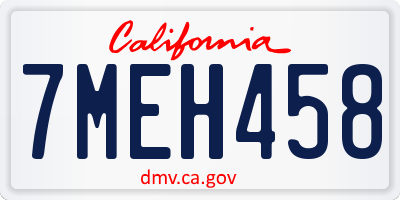 CA license plate 7MEH458