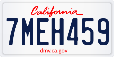 CA license plate 7MEH459