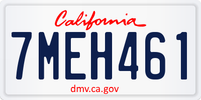 CA license plate 7MEH461