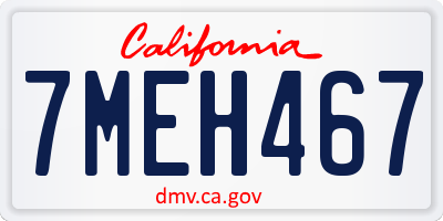 CA license plate 7MEH467