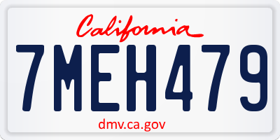 CA license plate 7MEH479