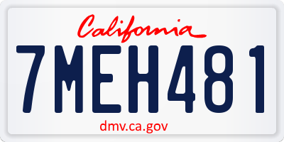 CA license plate 7MEH481