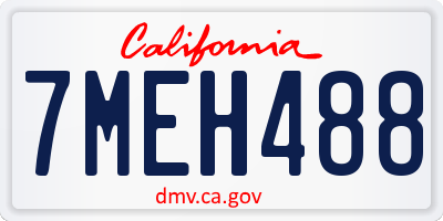 CA license plate 7MEH488