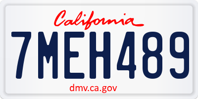 CA license plate 7MEH489