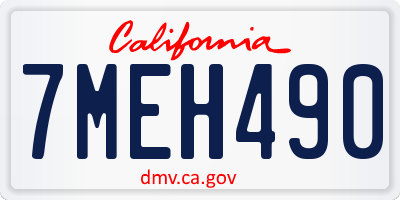 CA license plate 7MEH490