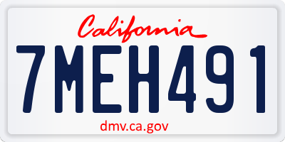 CA license plate 7MEH491