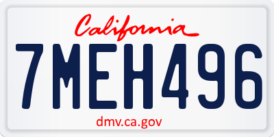 CA license plate 7MEH496