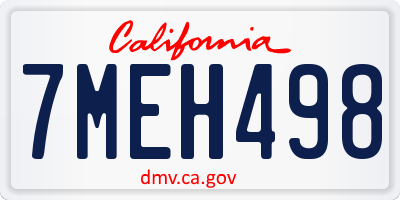 CA license plate 7MEH498