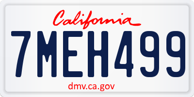 CA license plate 7MEH499