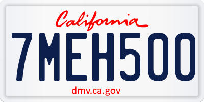 CA license plate 7MEH500