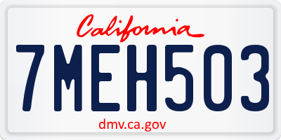 CA license plate 7MEH503